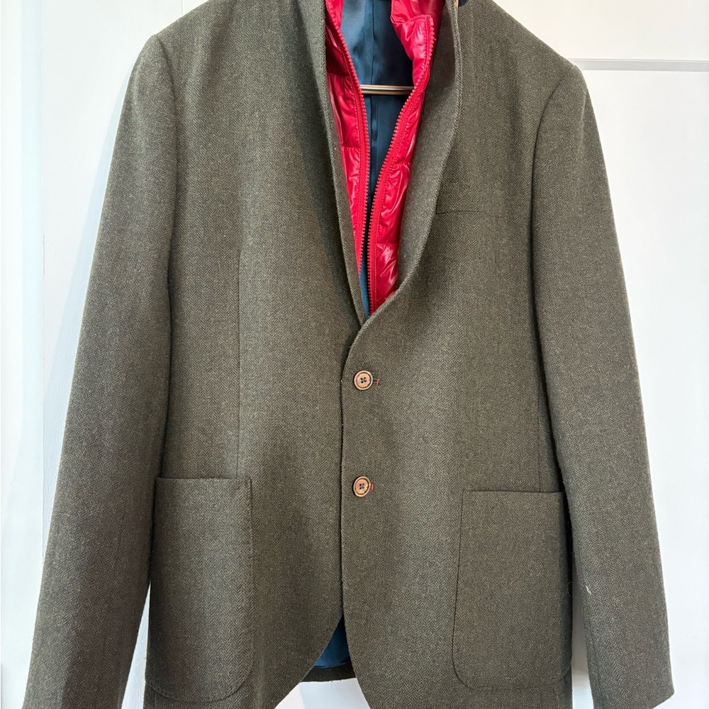 Olive Green Italian Slim-Fit Sport Coat with Structured Silhouette